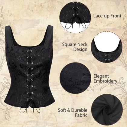 Imagem de Costume Century Star Renaissance Corset Pirate Vest Black S