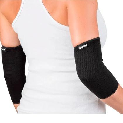 Imagem de Cotoveleira Mercur Elástica Tamanho M Preta 1 Par