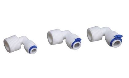 Imagem de Cotovelo para Mangueira Água Rosca 1/2" x Engate Rápido 3/8"