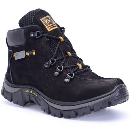 Imagem de Coturno Bota Adventure Tênis Couro Legitimo  Masculino Ket Tamanhos Especiais Até o Numero 48 Preto