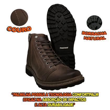 Imagem de Coturno Bota Casual Masculino Freeway Rústico Zíper Lateral Couro Inverno Confortável Reforçado Macio