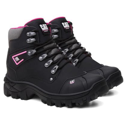 Imagem de Coturno Bota Catprime Feminino Couro Legítimo Emborrachado Resistente à Água Motoqueira C.A