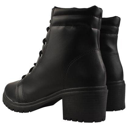 Imagem de Coturno Bota Feminina Conforto Salto Grosso Baixo PRETO Plataforma Blogueira