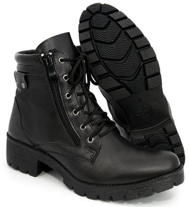 Imagem de Coturno Bota Feminina Tratorada Casual Zíper Lateral Cano Curto Modinha Preto