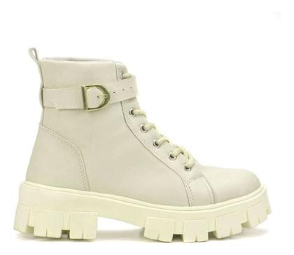 Imagem de Coturno Bota Feminino Tratorado Cano Alto Com Fivela Confort