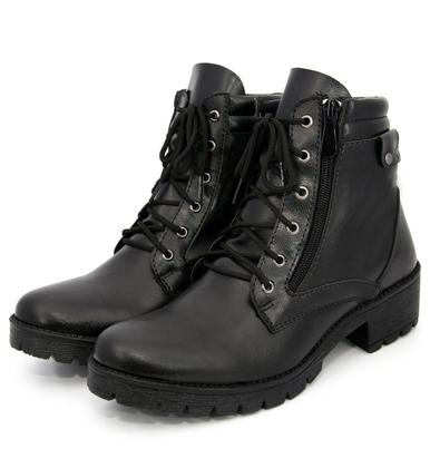 Imagem de Coturno Botinha Bota Feminina Confort Flexível Couro Preto Zíper Cadarço