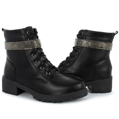 Imagem de Coturno Feminino Bota Tratorada Salto Baixo Confortável