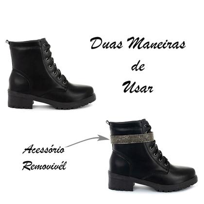 Imagem de Coturno Feminino Bota Tratorada Salto Baixo Confortável