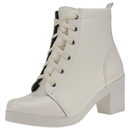 Imagem de Coturno Feminino Casual Cano Médio Salto Bloco Confortável