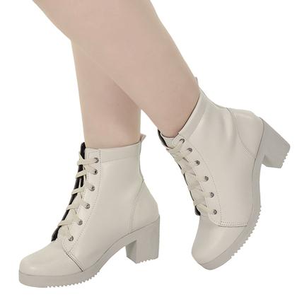 Imagem de Coturno Feminino Casual Cano Médio Salto Bloco Confortável