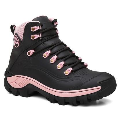Imagem de Coturno Feminino Preto/Rosa Estiloso Confortavel  Via Livre