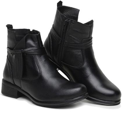 Imagem de Coturno feminino preto sollano bota cano curto botinha de ziper