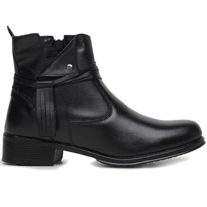 Imagem de Coturno feminino preto sollano bota cano curto botinha de ziper