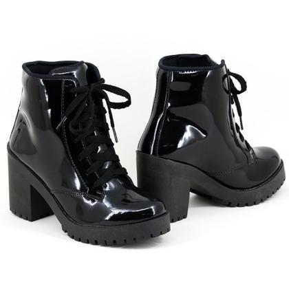 Imagem de Coturno Feminino Tratorado Verniz Conforto Casual Moda