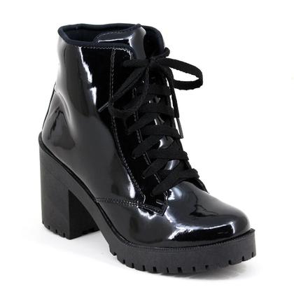 Imagem de Coturno Feminino Tratorado Verniz Conforto Casual Moda