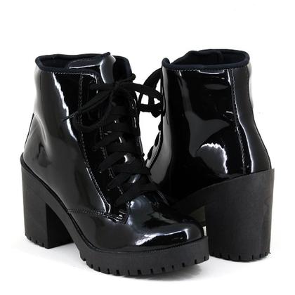 Imagem de Coturno Feminino Tratorado Verniz Conforto Casual Moda