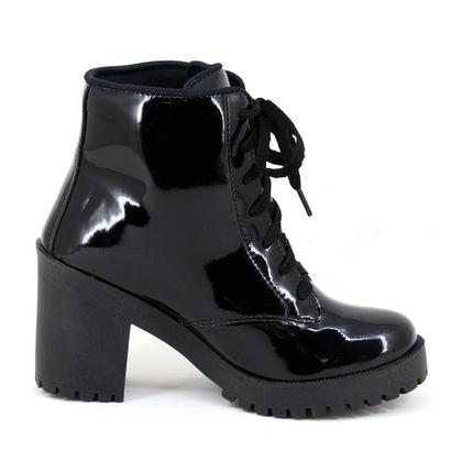 Imagem de Coturno Feminino Tratorado Verniz Conforto Casual Moda