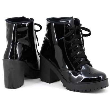 Imagem de Coturno Feminino Tratorado Verniz Conforto Casual Moda