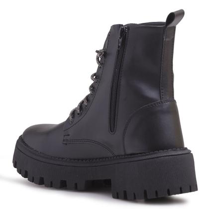 Imagem de Coturno LeRUCHEL Feminino Tratorado com Strass Preto