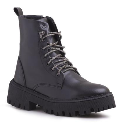 Imagem de Coturno LeRUCHEL Feminino Tratorado com Strass Preto