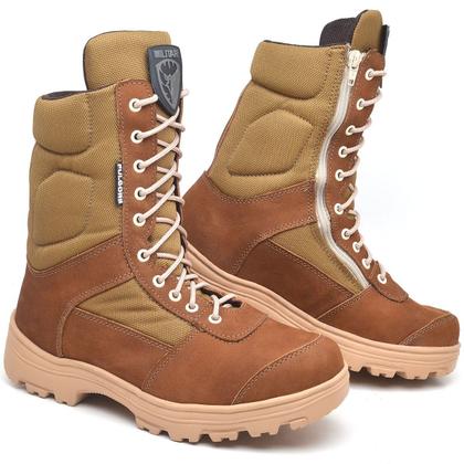 Imagem de Coturno Militar Em Bovino Coiote C/ Zíper Bota Tático Cano Médio Sniper Oficial