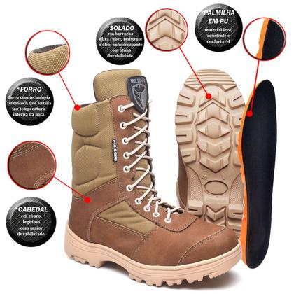 Imagem de Coturno Militar Em Bovino Coiote C/ Zíper Bota Tático Cano Médio Sniper Oficial