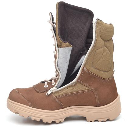 Imagem de Coturno Militar Em Bovino Coiote C/ Zíper Bota Tático Cano Médio Sniper Oficial