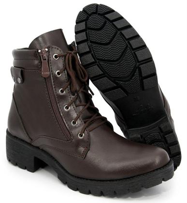 Imagem de Coturno Militar Feminino Sola Tratorada Zíper Lateral 11715 Sintético Confortável Envio Já