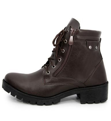 Imagem de Coturno Militar Feminino Sola Tratorada Zíper Lateral 11715 Sintético Confortável Envio Já