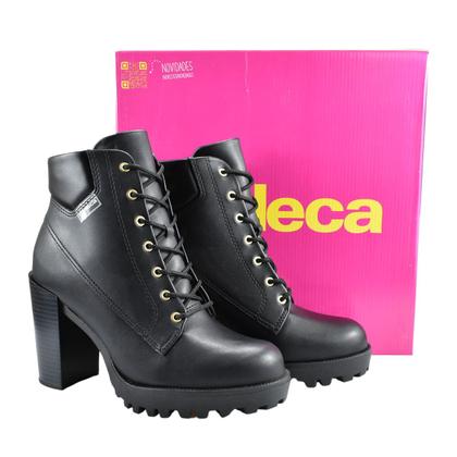 Imagem de Coturno Moleca Napa Salto Alto Solado Tratorado Feminino Preto