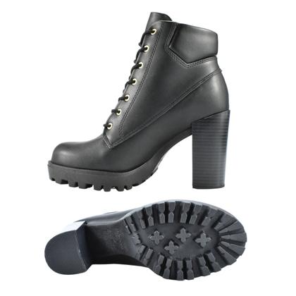Imagem de Coturno Moleca Napa Salto Alto Solado Tratorado Feminino Preto