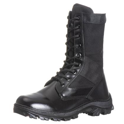 Imagem de Coturno Tático Militar, Couro E Lona Preta, C/ Zíper, Extra