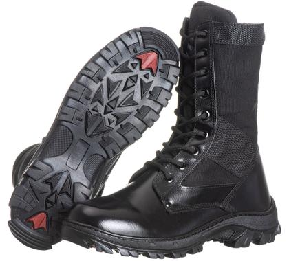 Imagem de Coturno Tático Militar, Couro E Lona Preta, C/ Zíper, Extra