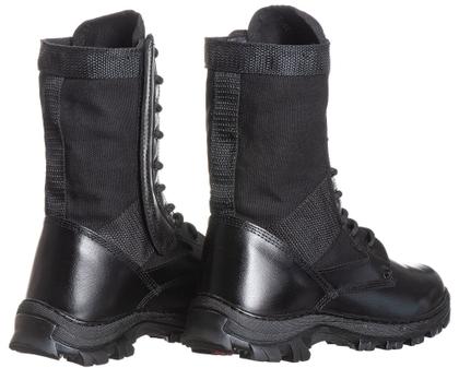 Imagem de Coturno Tático Militar, Couro E Lona Preta, C/ Zíper, Extra