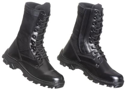 Imagem de Coturno Tático Militar, Couro E Lona Preta, C/ Zíper, Extra