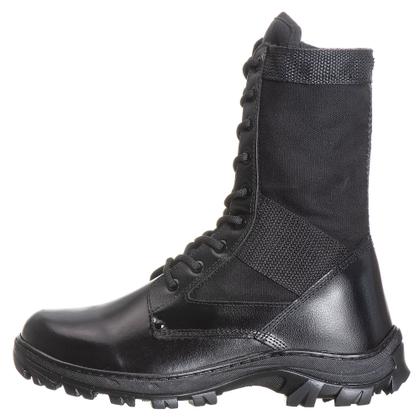 Imagem de Coturno Tático Militar, Couro E Lona Preta, C/ Zíper, Extra