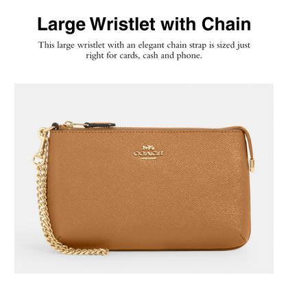 Imagem de Couro Crossgrain Wristlet Coach com corrente