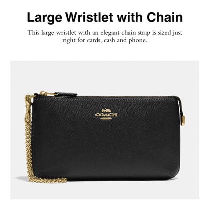 Imagem de Couro Crossgrain Wristlet Coach com corrente