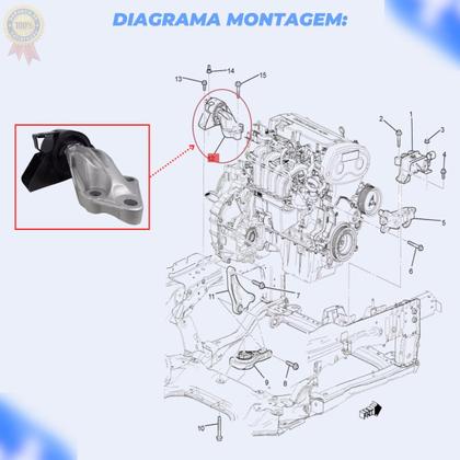 Imagem de Coxim Calço Motor Lado Esquerdo Onix Cobalt Prisma Spin At