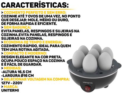 Imagem de Cozedor De Ovos Elétrico Portátil Cozimento A Vapor Com Tampa Transparente Para Até 7 Ovos