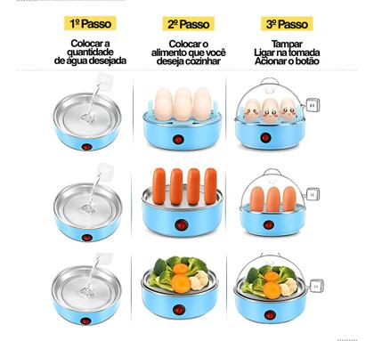 Imagem de Cozedor De Ovos Portátil Elétrico Automático Cozinha A Vapor Cor Branco Maquina Portatil