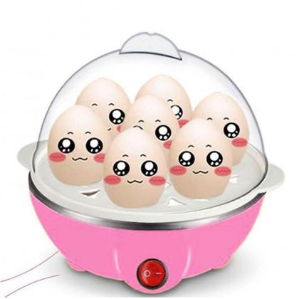 Imagem de Cozedor Multi Funções Elétrico Cozinhar Ovos Egg Cooker Rosa