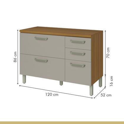 Imagem de Cozinha 2 Peças Armário Aéreo 2 Portas e Balcão 2 Portas 3 Gavetas Princesa