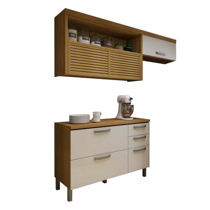 Imagem de Cozinha 2 Peças Armário Aéreo 2 Portas e Balcão 2 Portas 3 Gavetas Princesa