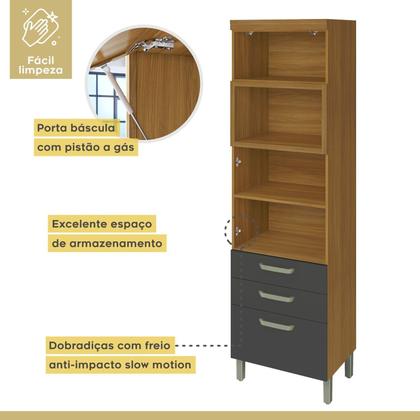 Imagem de Cozinha 2 Peças Armário Aéreo 2 Portas e Paneleiro 2 Portas 3 Gavetas Princesa