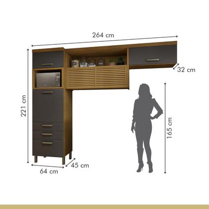 Imagem de Cozinha 2 Peças Armário Aéreo 2 Portas e Paneleiro 2 Portas 3 Gavetas Princesa