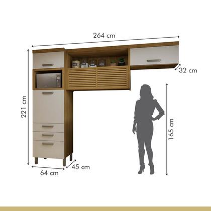 Imagem de Cozinha 2 Peças Armário Aéreo 2 Portas e Paneleiro 2 Portas 3 Gavetas Princesa