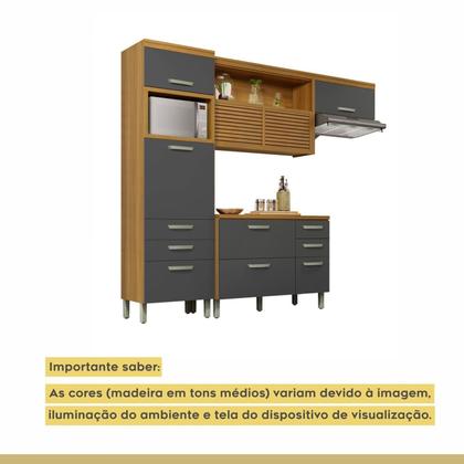 Imagem de Cozinha 3 Peças Ripado Princesa 100% MDF Marrom/Freijó/Grafite