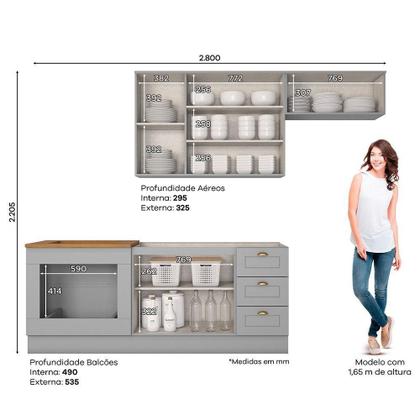 Imagem de Cozinha 4 Peças Com Módulo De Forno De Embutir Amy Casa 812 Cinza