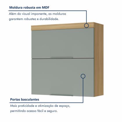 Imagem de Cozinha 5 Peças 7 Portas 6 Gavetas Ripado Marquesa 100% MDF Marrom/Nature/Verde